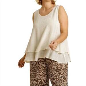 NEW POSH sleeveless layered keyhole back top - plus in cream